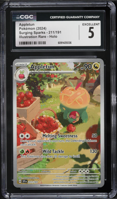 2024 Pokemon Scarlet & Violet Surging Sparks IR Appletun #211 CGC 5 EX