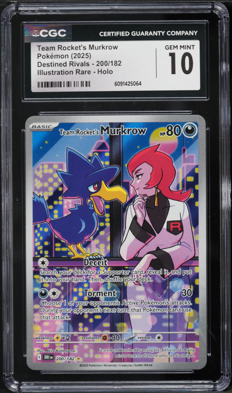 2025 Pokemon Scarlet & Violet Destined Rivals IR Team Rocket's Murkrow #200 CGC 10 GEM MINT