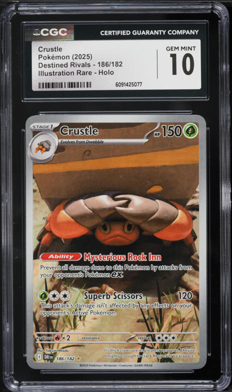 2025 Pokemon Scarlet & Violet Destined Rivals IR Crustle #186 CGC 10 GEM MINT
