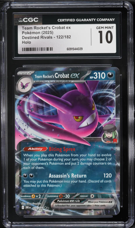 2025 Pokemon Scarlet & Violet Destined Rivals Holo Team Rocket's Crobat ex #122 CGC 10 GEM MINT