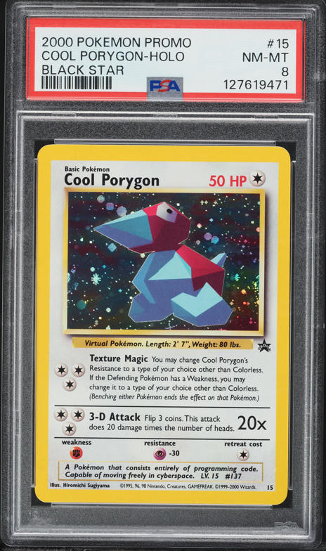 2000 Pokemon Black Star Promo Holo Cool Porygon #15 PSA 8 NM-MT on