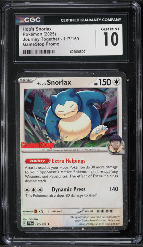 2025 Pokemon SV Promo Journey Together Prerelease Holo Hop's Snorlax #184  CGC 9 on Fanatics Collect