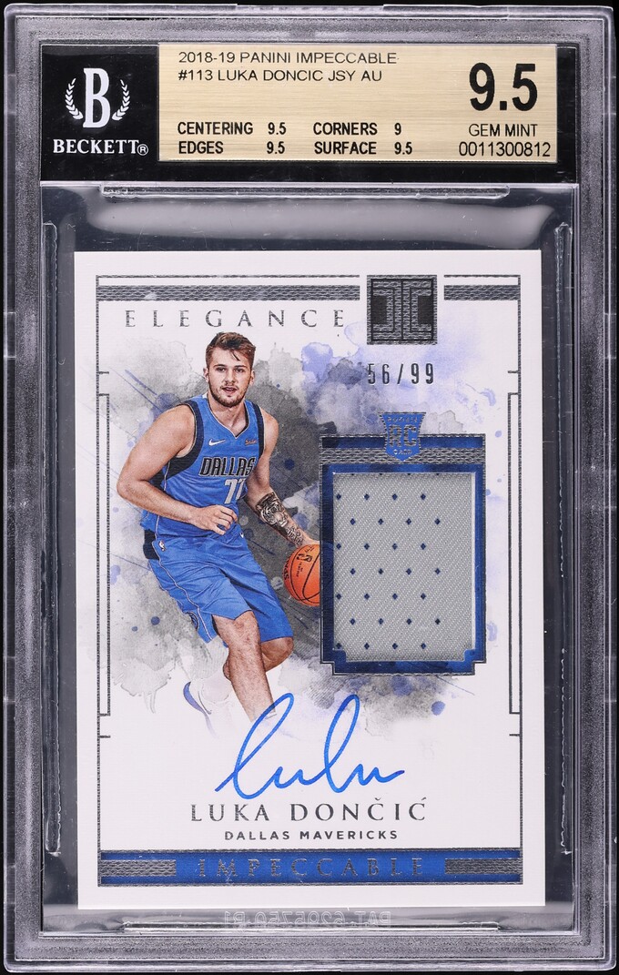 2018 Panini Impeccable Luka Doncic ROOKIE PATCH AUTO /99 #113 BGS 9.5 GEM MINT