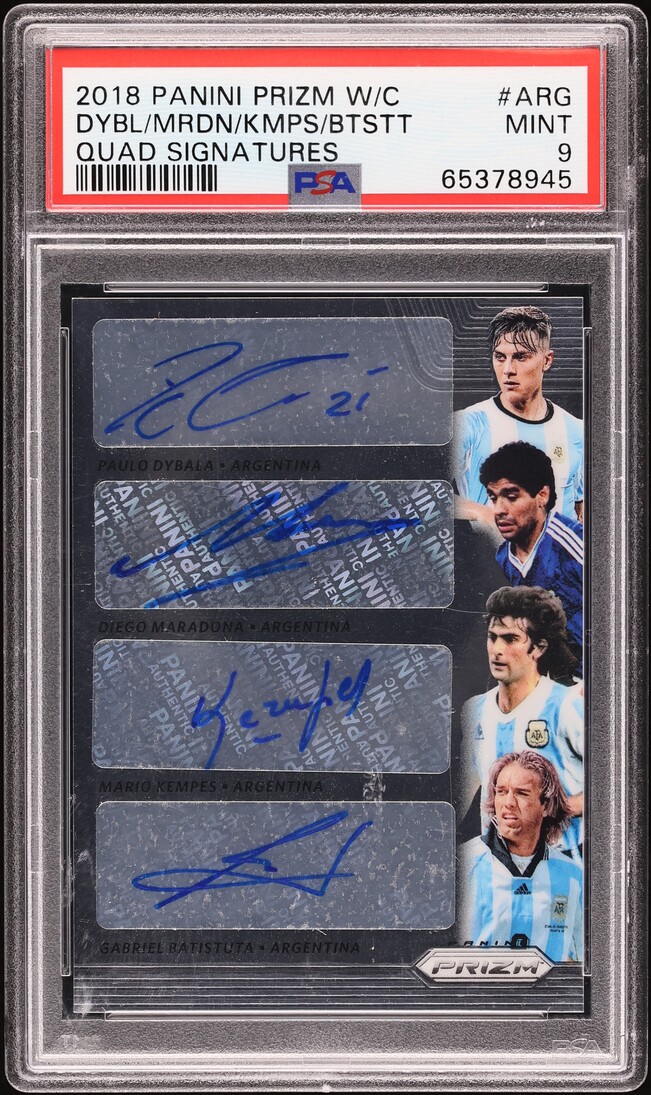 2018 Panini Prizm World Cup Diego Maradona Paulo Dybala Kempes Batistuta AUTO /25 #ARG PSA 9