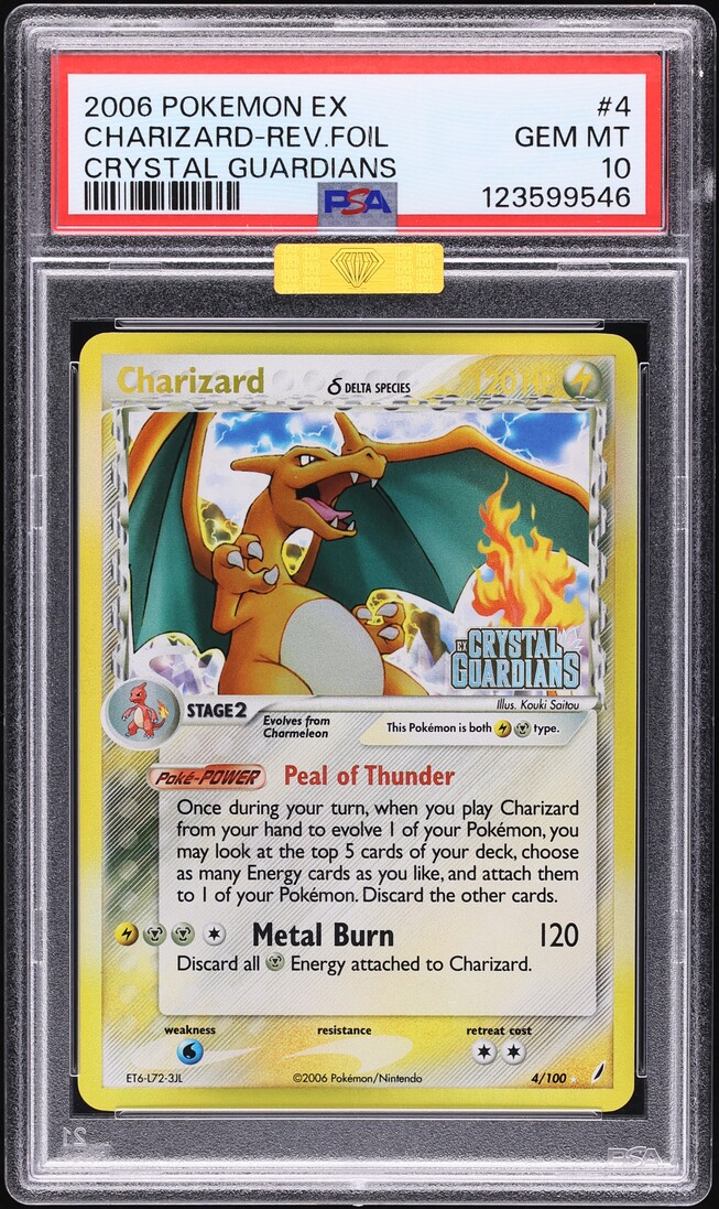 2006 Pokemon EX Crystal Guardians Reverse Holo Charizard #4 MBA PSA 10 GEM MINT