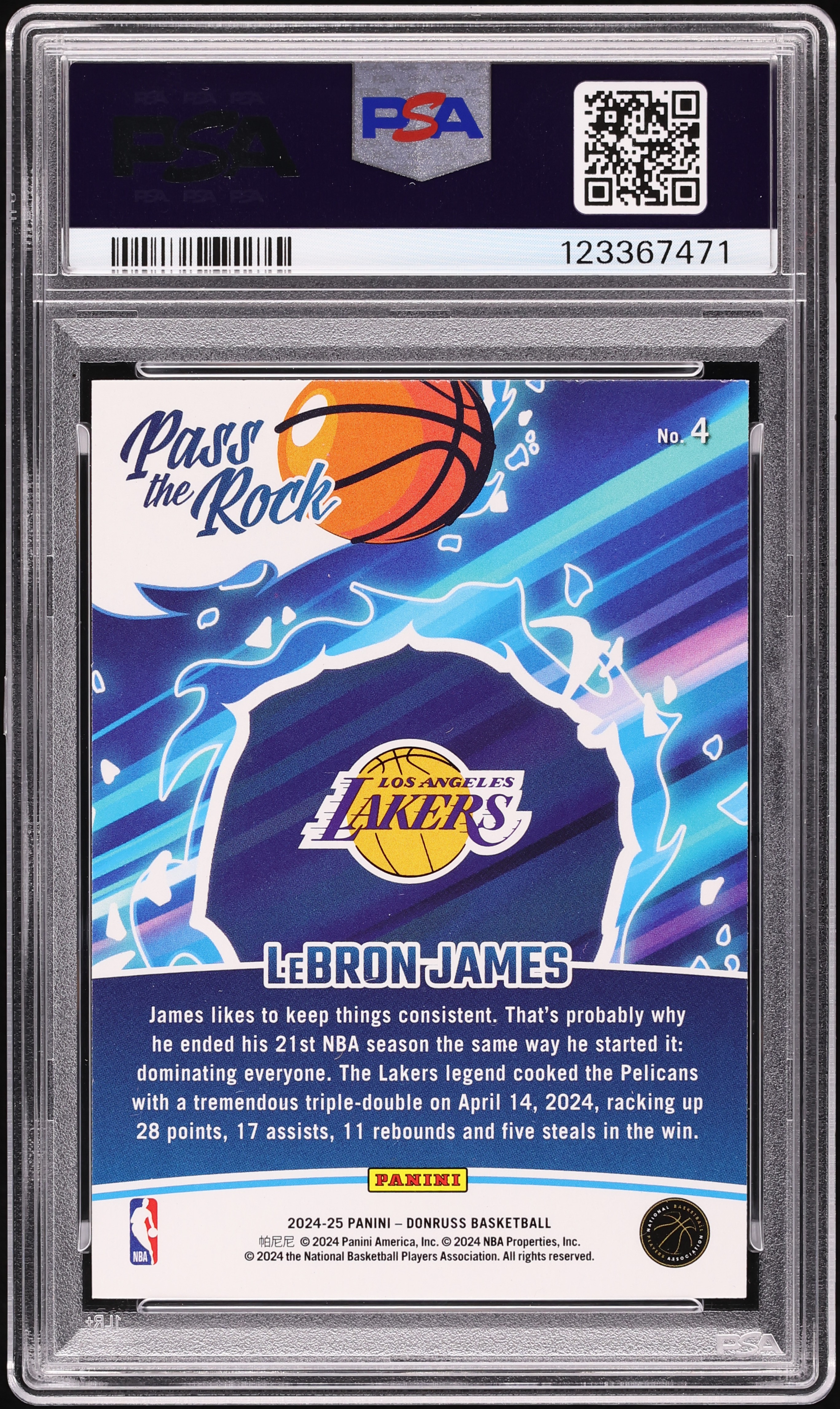 2024 Donruss Pass The Rock LeBron James #4 PSA 9 MINT on Fanatics 
