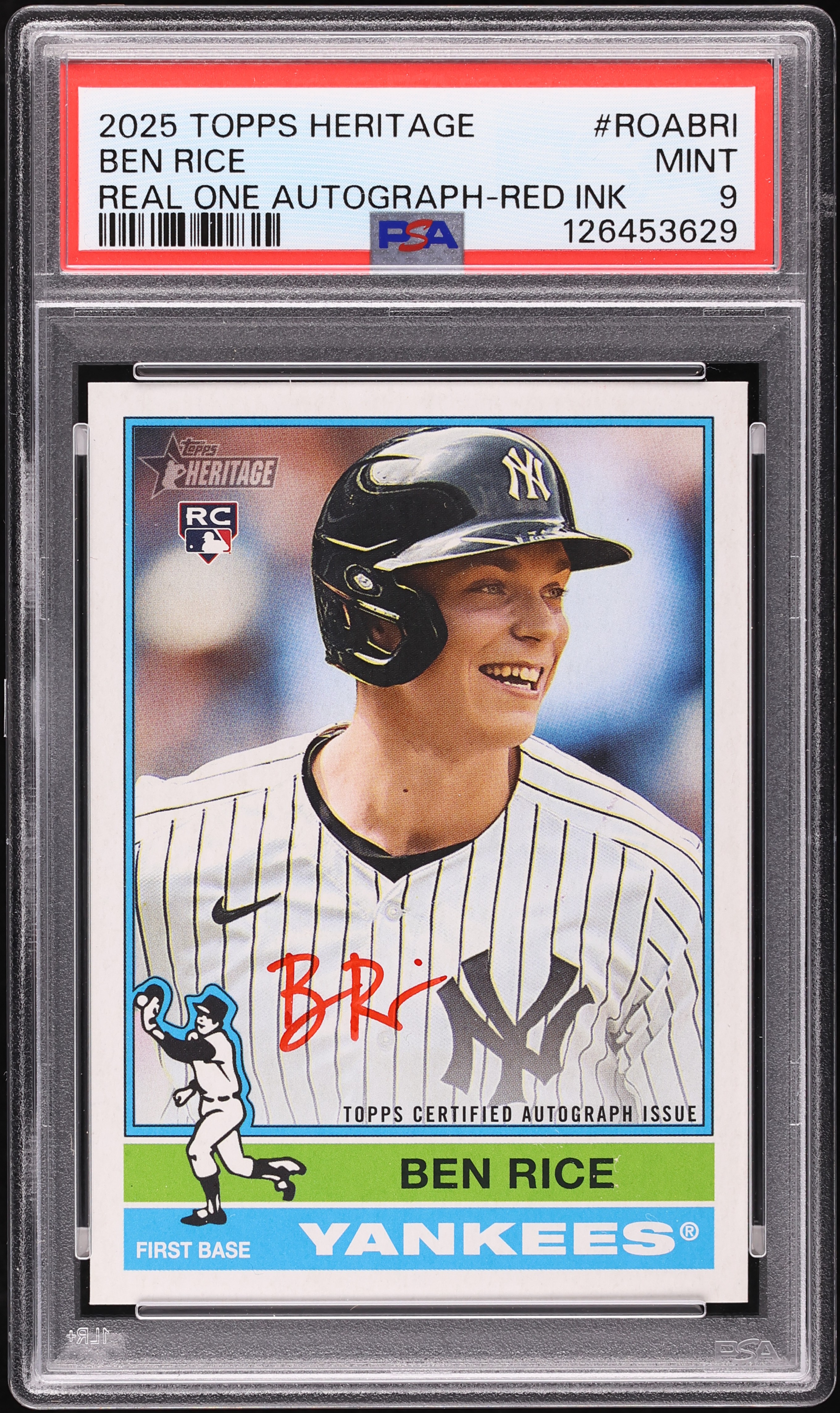 2025 Topps Heritage Real One Red Ink Ben Rice ROOKIE AUTO /76 #ROA