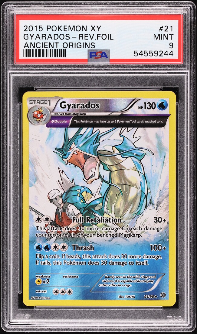 2015 Pokemon XY Ancient Origins Reverse Holo Gyarados #21 PSA 9 MINT on Fanatics Collect 2015 Pokemon XY Ancient Origins Reverse Holo Gyarados #21 PSA 9 MINT on Fanatics Collect