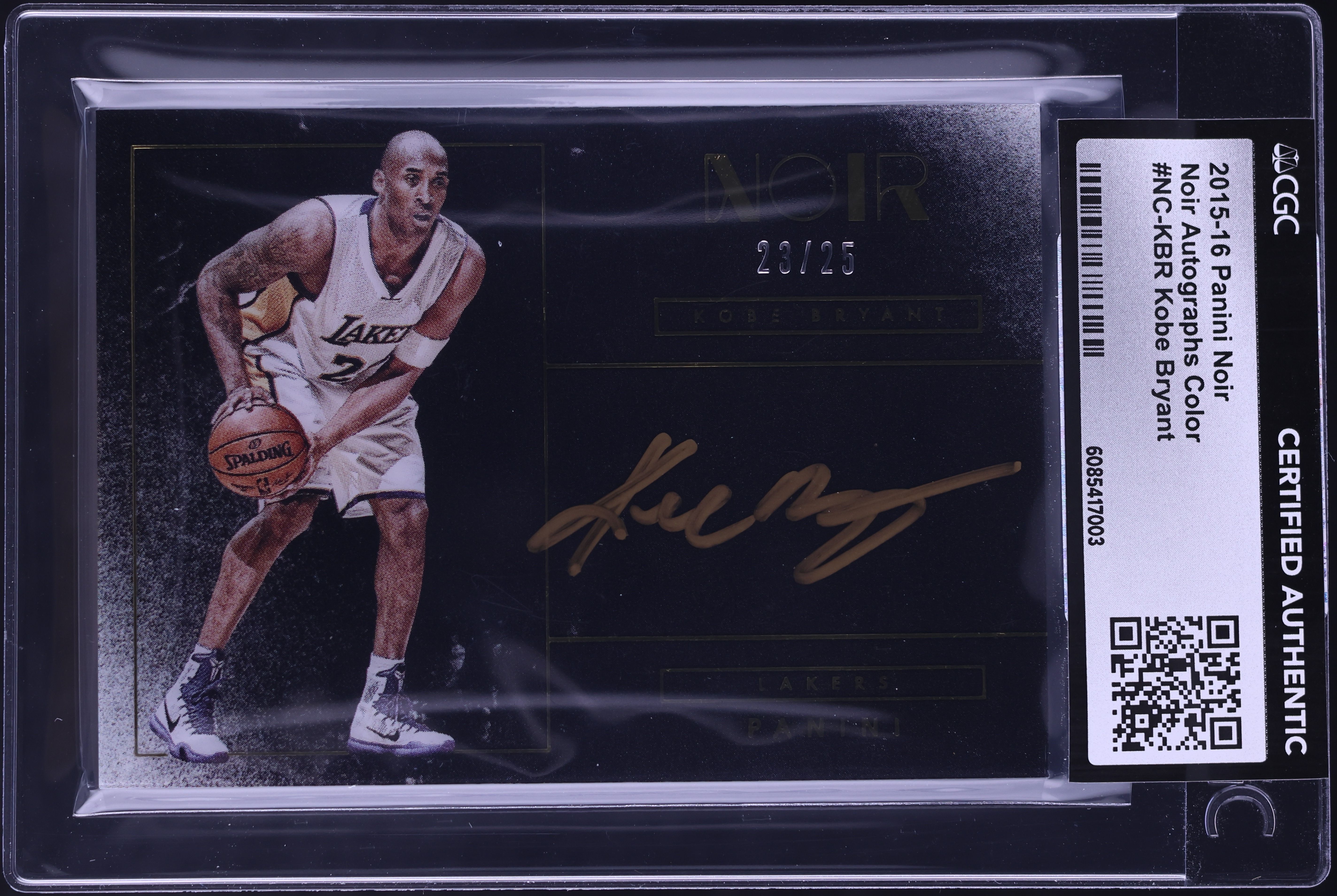 2015 Panini Noir Color Kobe Bryant AUTO /25 #NC-KBR CGC AUTH on
