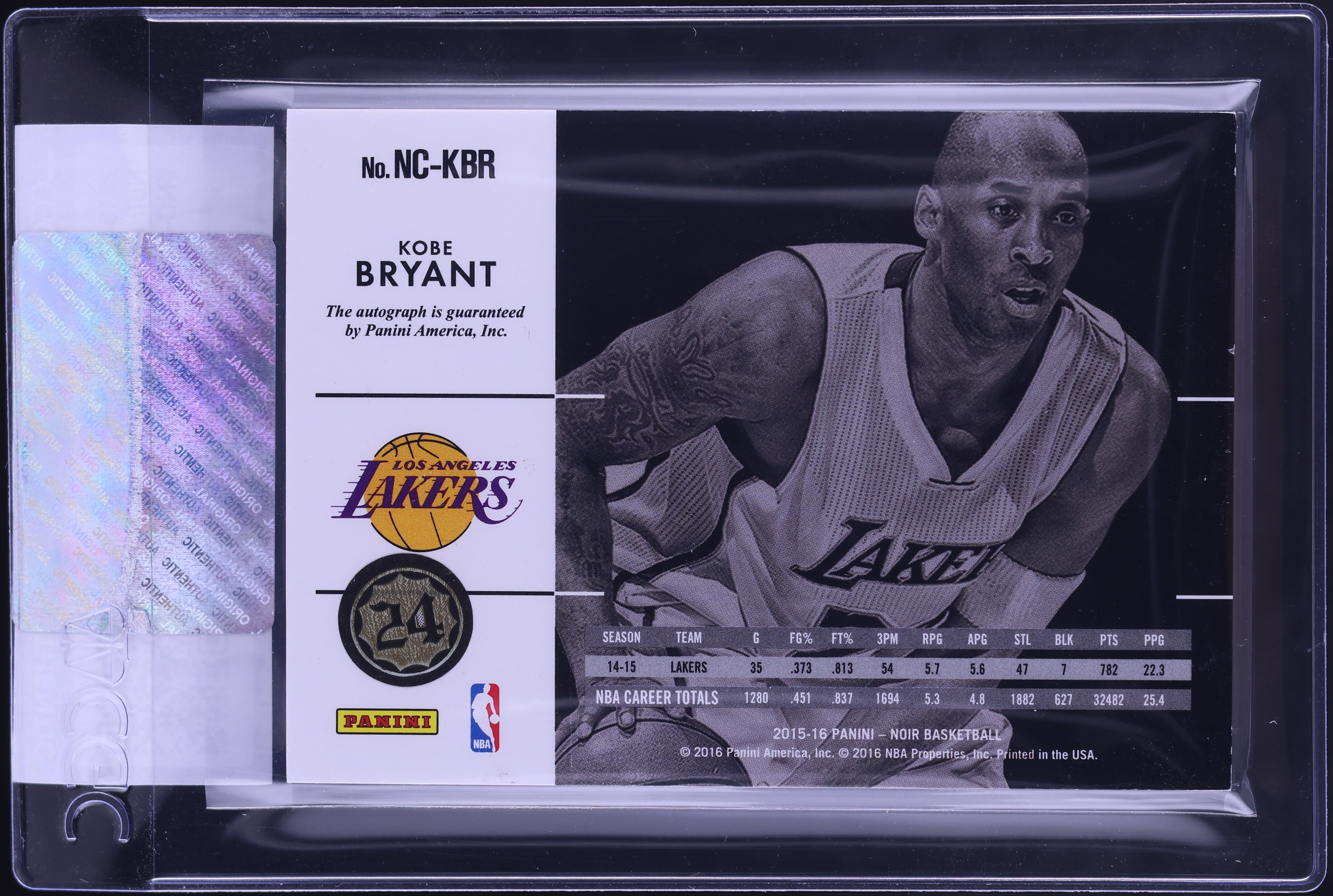 2015 Panini Noir Color Kobe Bryant AUTO /25 #NC-KBR CGC AUTH on