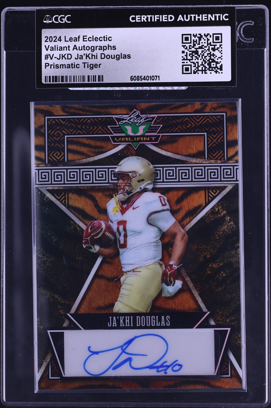 2024 Leaf Eclectic Valiant Prismatic Tiger Ja'Khi Douglas ROOKIE AUTO /3 #V-JKD CGC AUTH