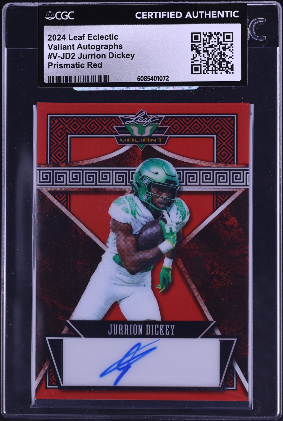 2024 Leaf Eclectic Valiant Prismatic Red Jurrion Dickey ROOKIE AUTO /9 #V-JD2 CGC AUTH