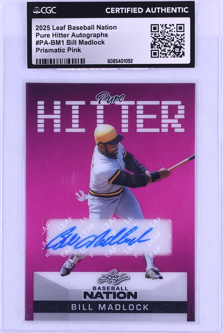 2025 Leaf Baseball Nation Pure Hitter Prismatic Pink Bill Madlock AUTO /6 #PA-BM1 CGC AUTH