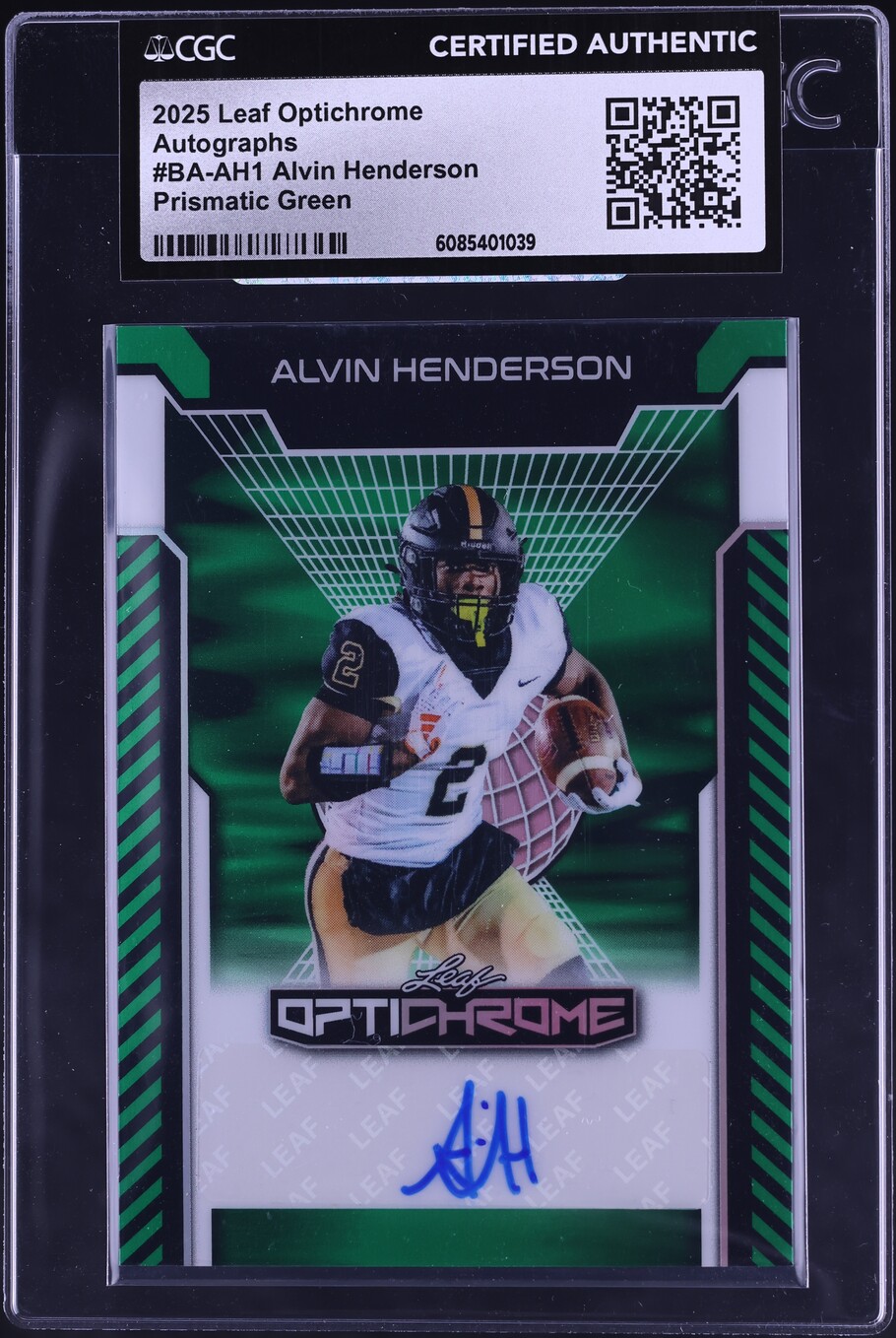 2025 Leaf Optichrome Prismatic Green Alvin Henderson ROOKIE AUTO 6/6 #BA-AH1 CGC AUTH