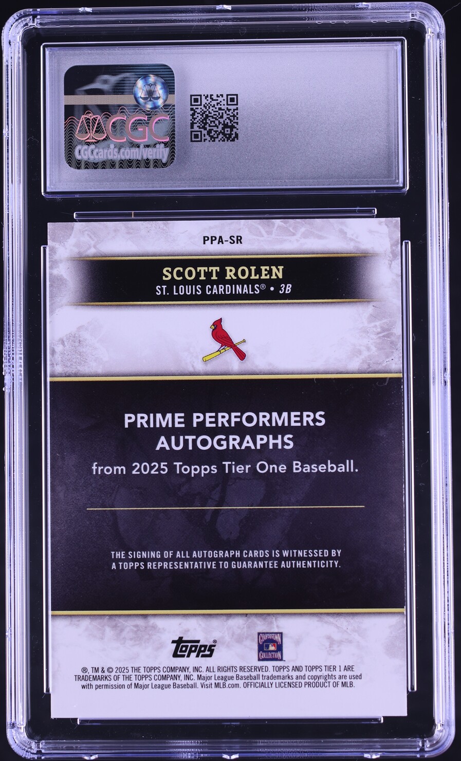 2025 Topps Tier One Prime Performers Scott Rolen AUTO /199 #PPA-SR CGC 9 MINT