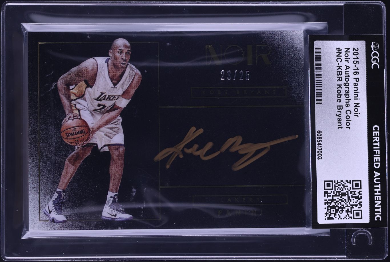 2015 Panini Noir Color Kobe Bryant AUTO /25 #NC-KBR CGC AUTH on