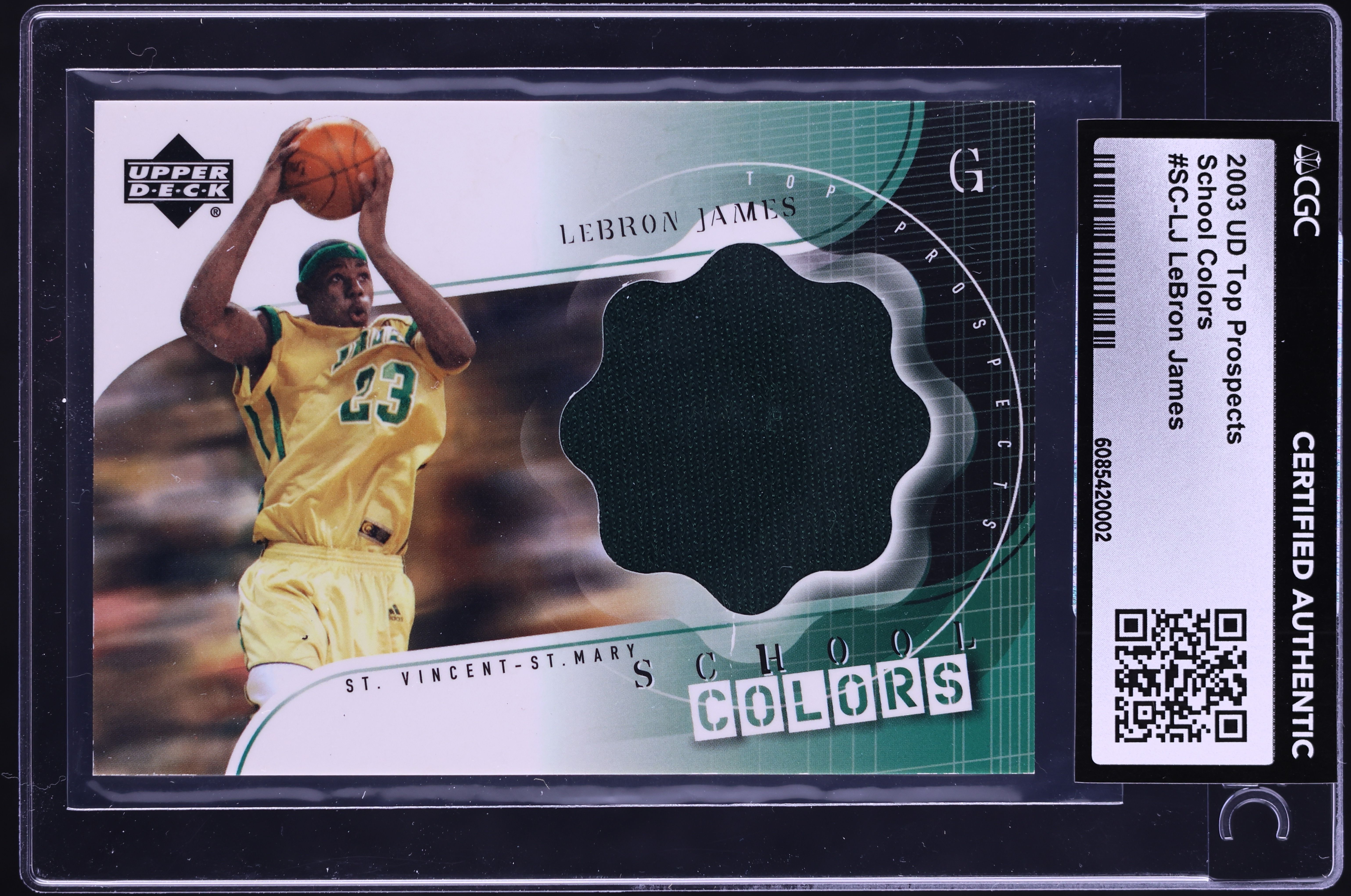 2003 UD Top Prospects School Colors LeBron James ROOKIE GAME-USED