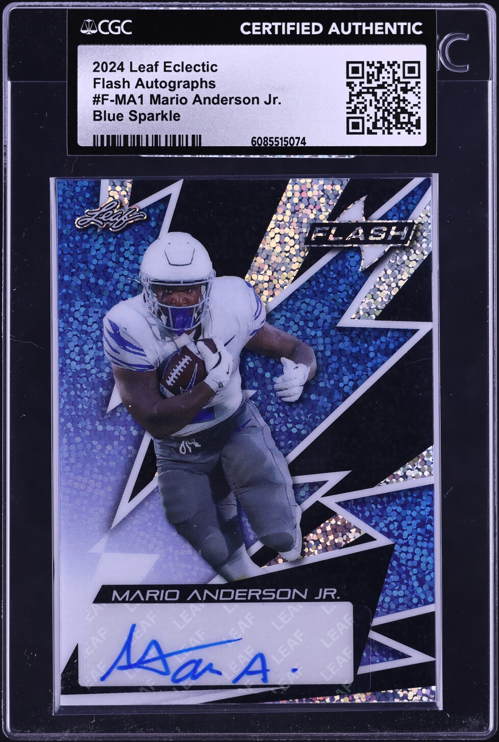 2024 Leaf Eclectic Flash Blue Sparkle Mario Anderson Jr. ROOKIE AUTO /8 #F-MA1 CGC AUTH