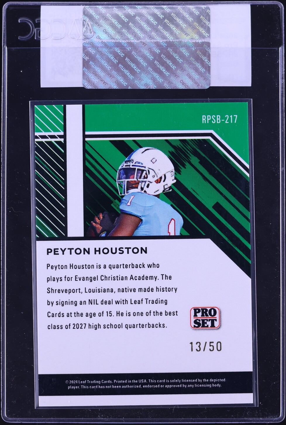 2024 Leaf Collective Retail Pro Set Blue Peyton Houston ROOKIE /50 #RPSB-217 CGC AUTH