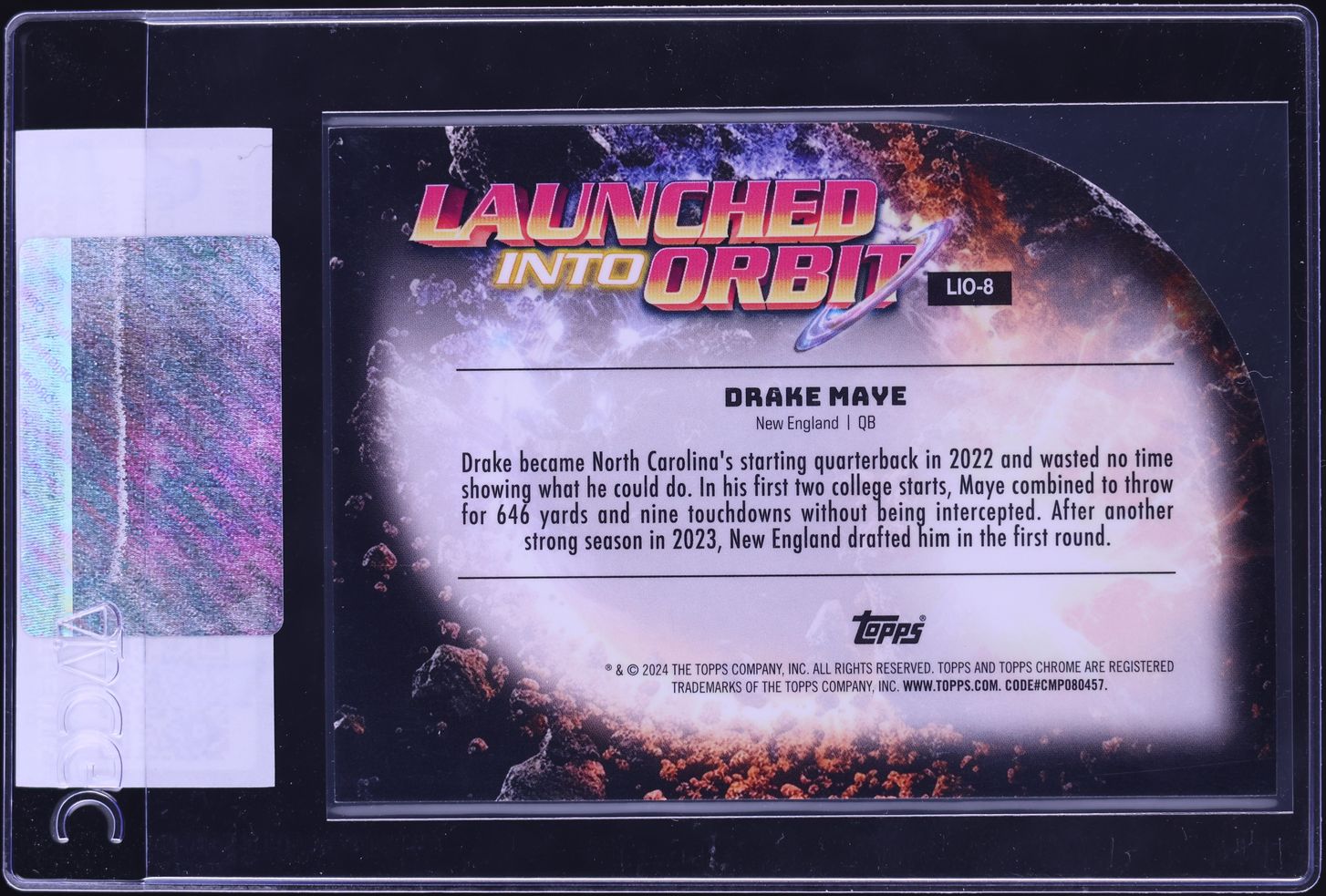 2024 Topps Cosmic Chrome Launched Into Orbit Drake Maye ROOKIE #LIO-8 CGC AUTH