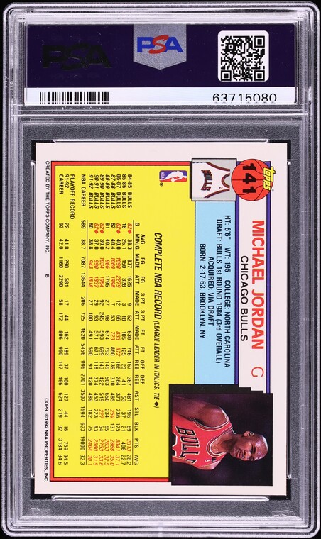 1992 Topps Basketball Michael Jordan #141 PSA 9 MINT
