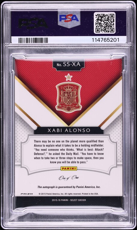 2015 Select Black Prizm Xabi Alonso AUTO 1/1 #SS-XA PSA 9 MINT