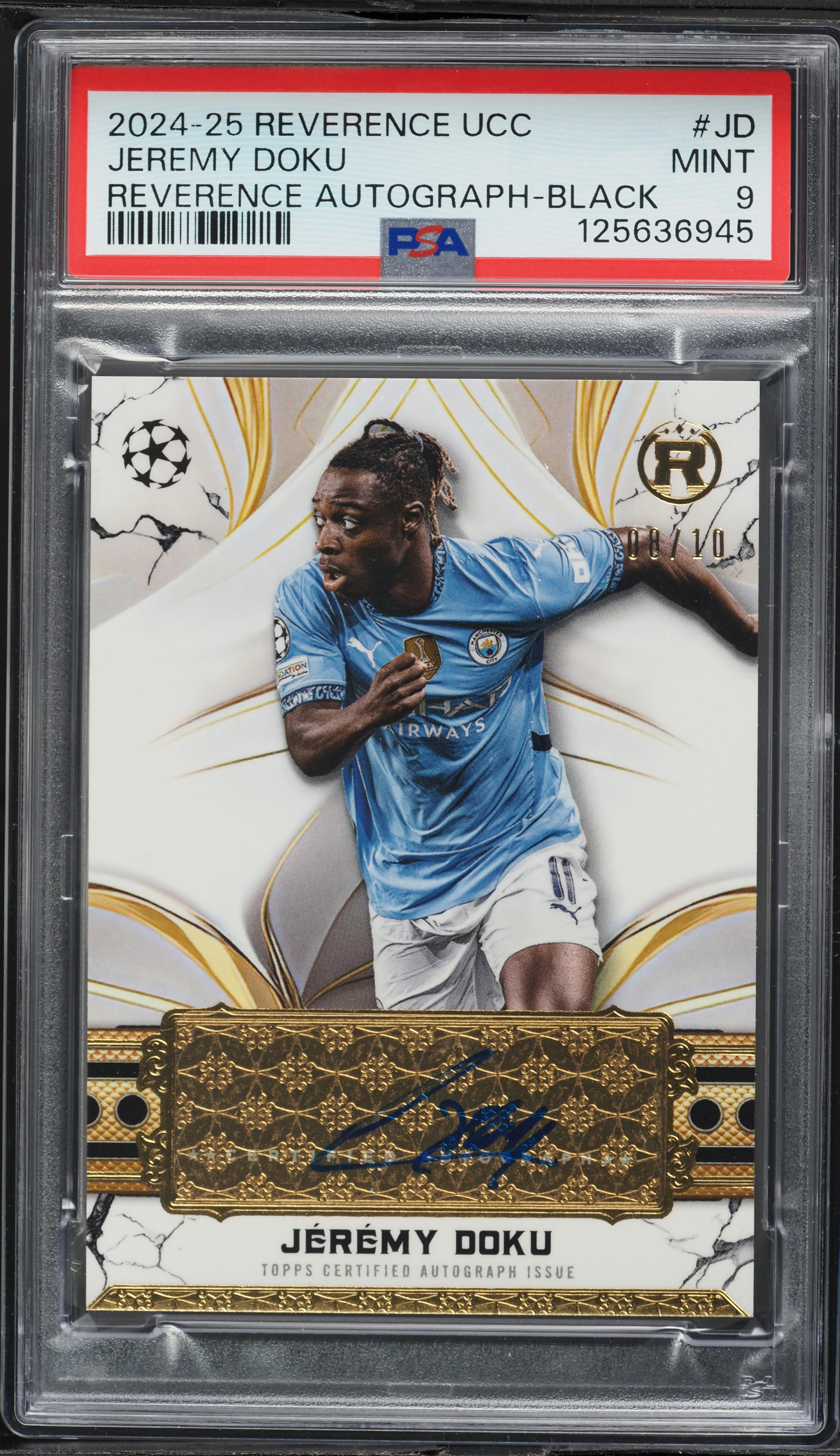 2024 Topps Reverence UEFA Club Competitions Black Jeremy Doku AUTO