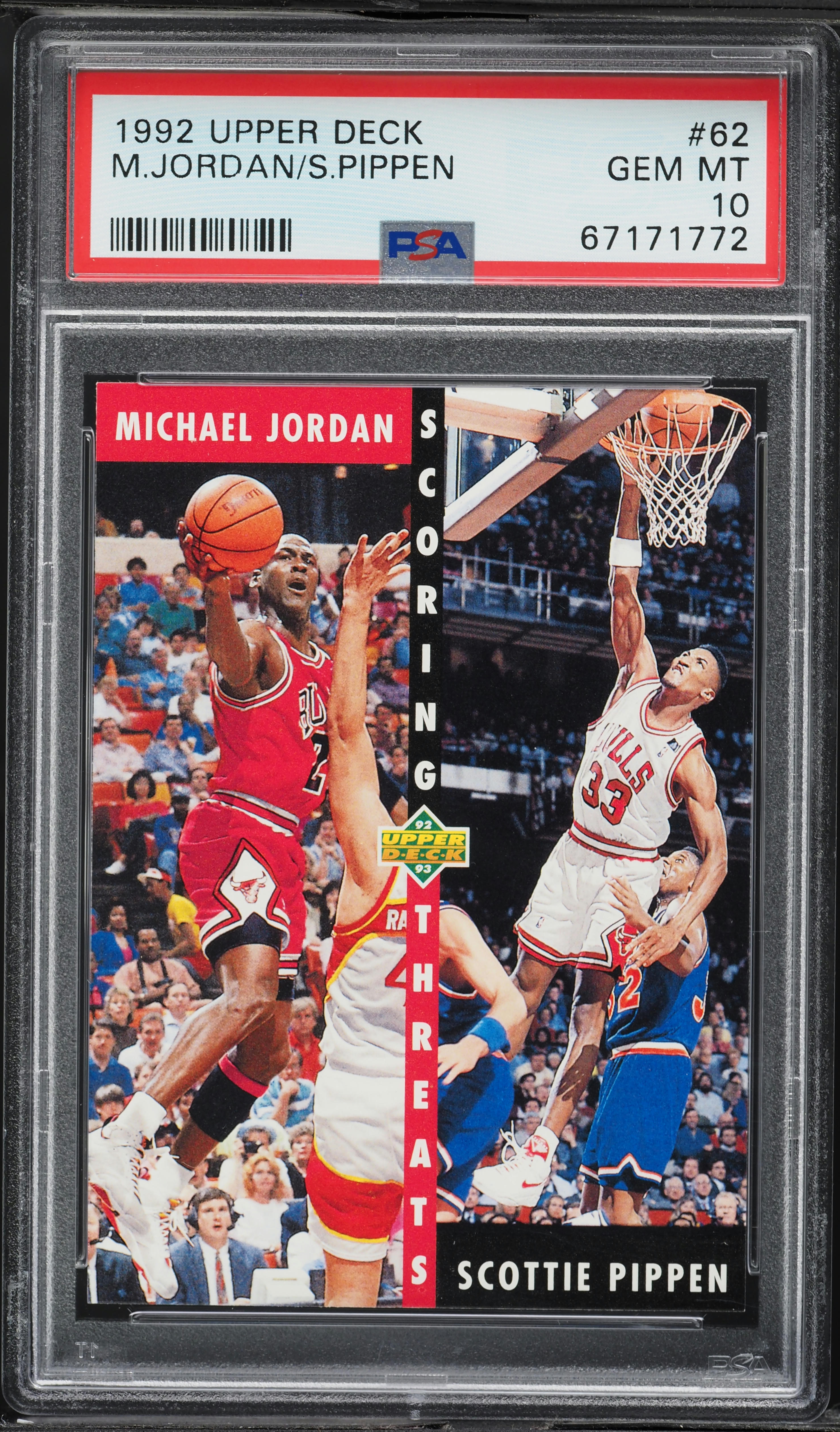1992 Upper Deck Basketball Michael Jordan Scottie Pippen #62 PSA