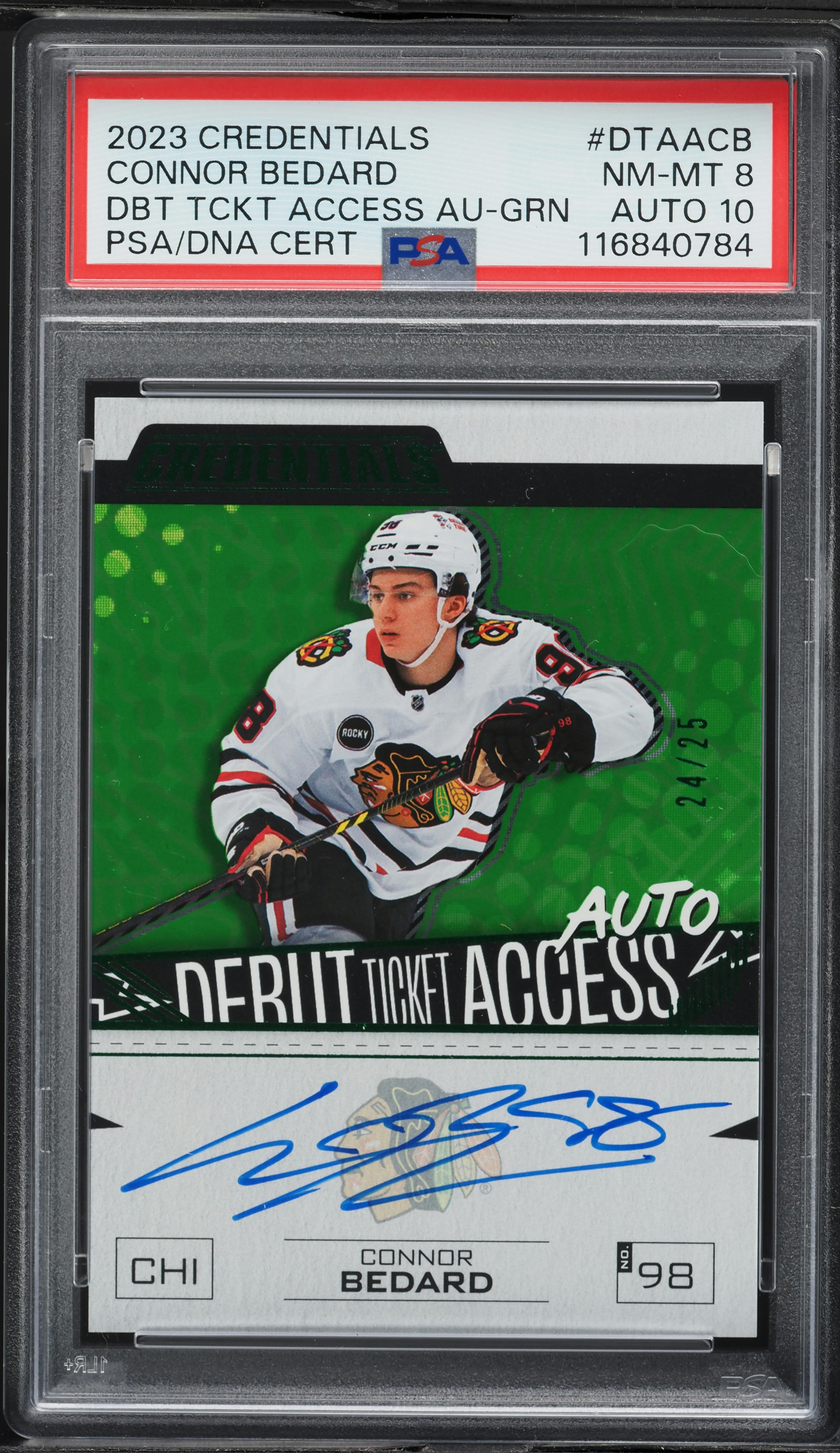 2023 UD Credentials Debut Ticket Access Connor Bedard AUTO DNA 10