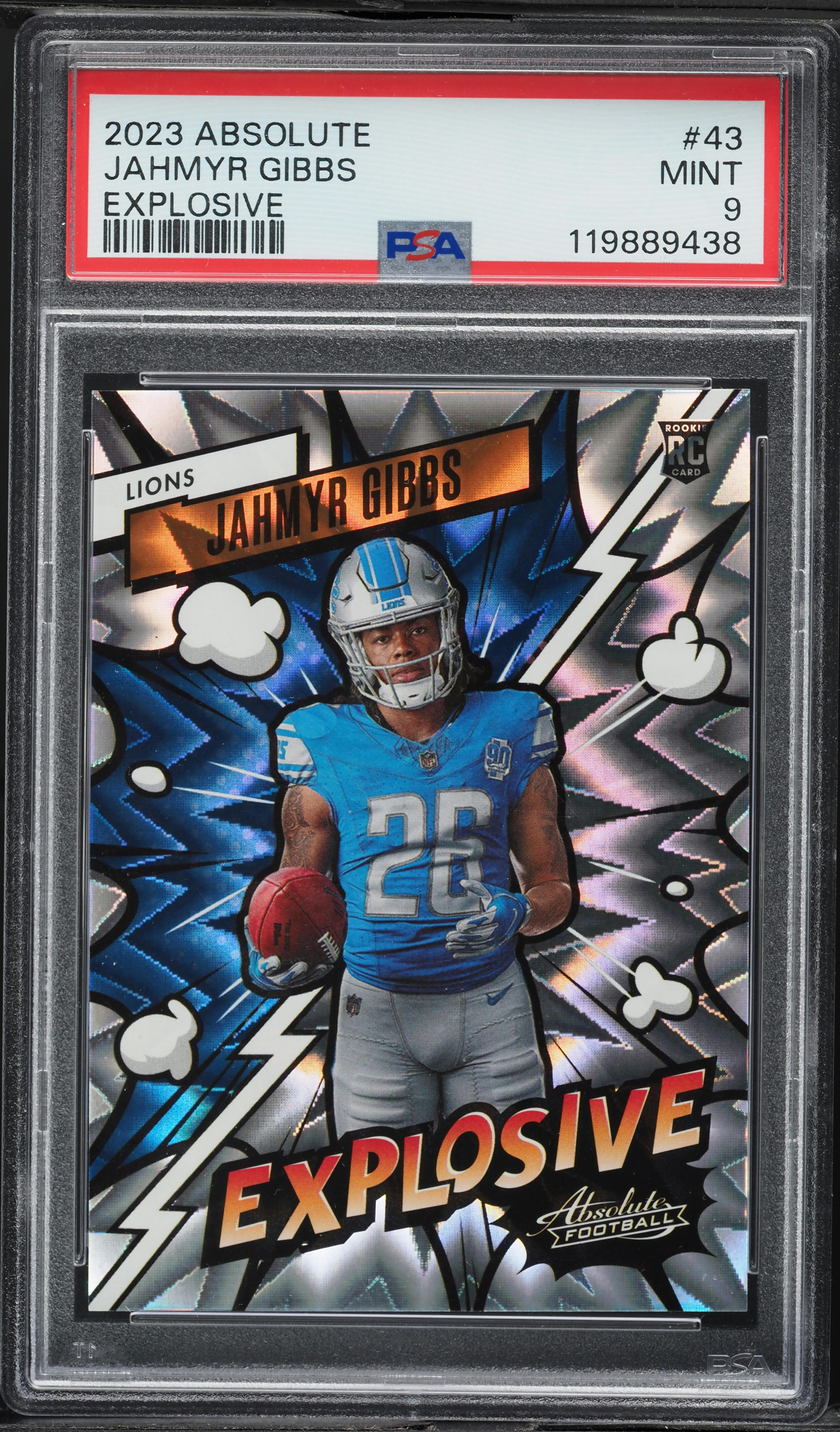 2023 Absolute Explosive Jahmyr Gibbs ROOKIE #43 PSA 9 MINT on