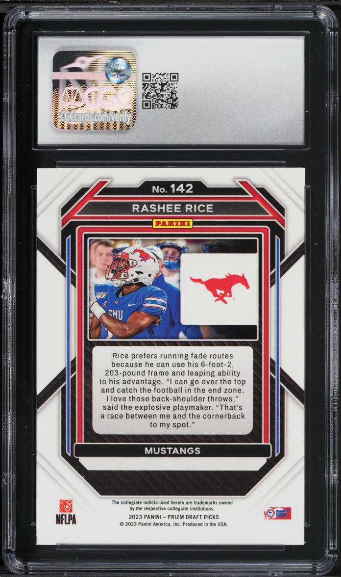 2023 Panini Prizm Draft Picks Rashee Rice ROOKIE #142 CGC 7.5 NRMT+