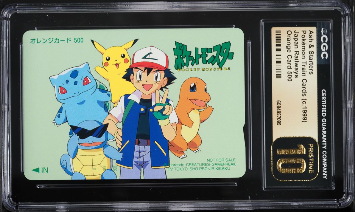 1999 Pokemon Japanese Train Cards Japan Railways Orange Card 500 Ash &  Starters CGC 10 PRISTINE