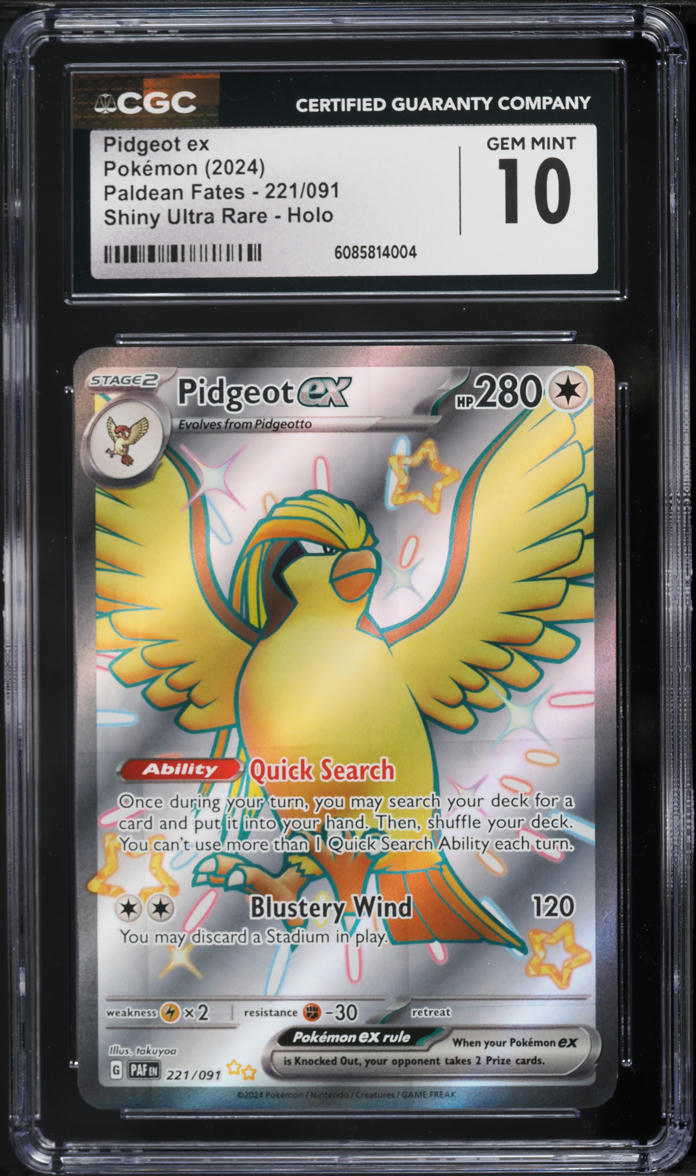 2024 Pokemon SV Paldean Fates Full Art Shiny Pidgeot ex #221 CGC 10 GEM MINT on Fanatics Collect 2024 Pokemon SV Paldean Fates Full Art Shiny Pidgeot ex #221 CGC 10 GEM MINT on Fanatics Collect