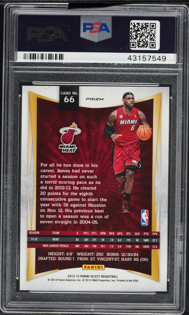 2012 Select Prizm LeBron James #66 PSA 10 GEM MINT on Fanatics Collect