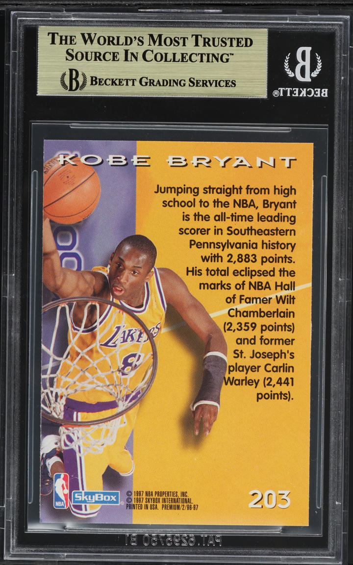 1996 Skybox Premium Kobe Bryant ROOKIE #203 BGS 9.5 GEM MINT