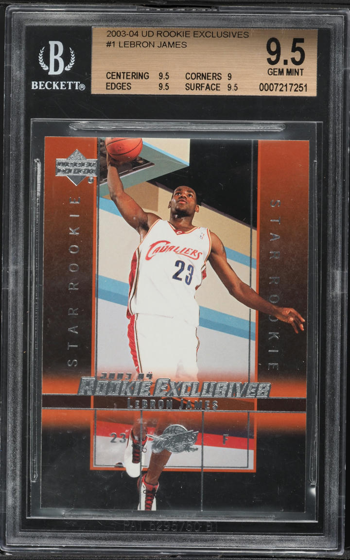 2003 Upper Deck Exclusives LeBron James ROOKIE #1 BGS 9.5 GEM MINT