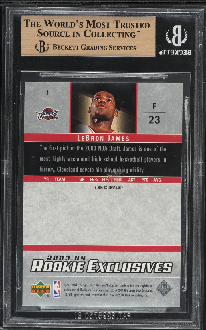 2003 Upper Deck Exclusives LeBron James ROOKIE #1 BGS 9.5 GEM MINT