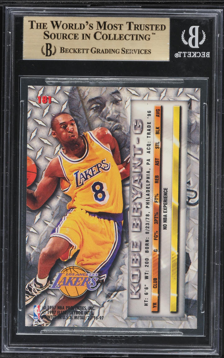 1996 Metal Basketball Kobe Bryant ROOKIE #181 BGS 9.5 GEM MINT