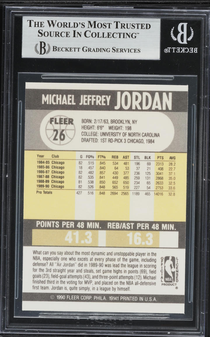1990 Fleer Basketball Michael Jordan #26 BGS 9 MINT