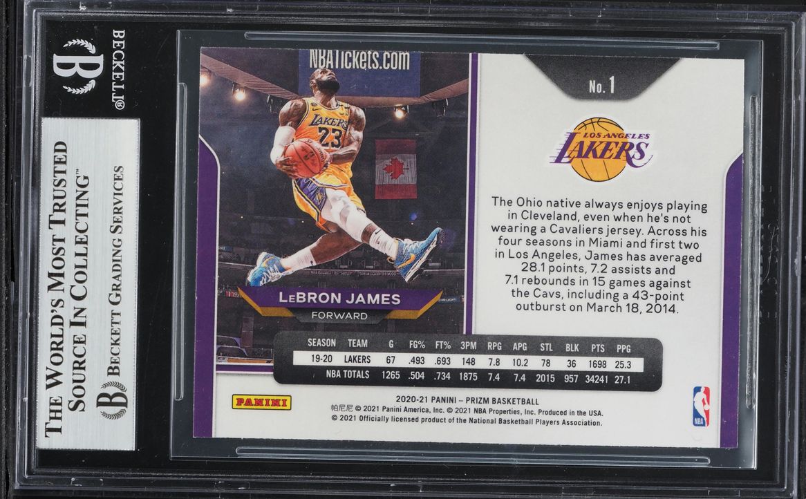 2020 Panini Prizm LeBron James #1 BGS 9 MINT