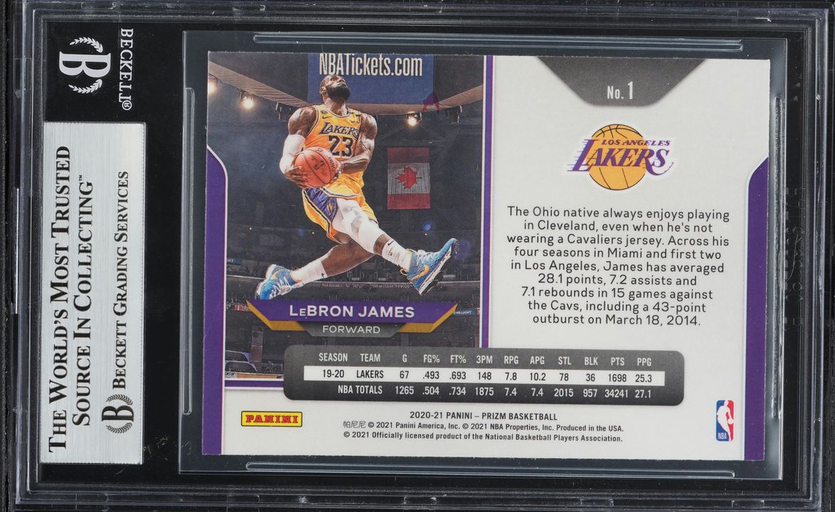 2020 Panini Prizm LeBron James #1 BGS 9 MINT
