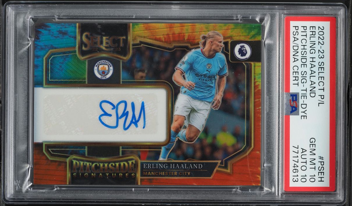 2022 Select Premier League Pitchside Tie-Dye Erling Haaland AUTO