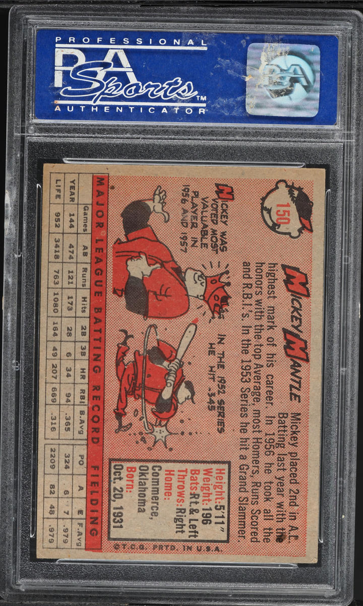 1958 Topps Mickey Mantle #150 PSA 6 EXMT