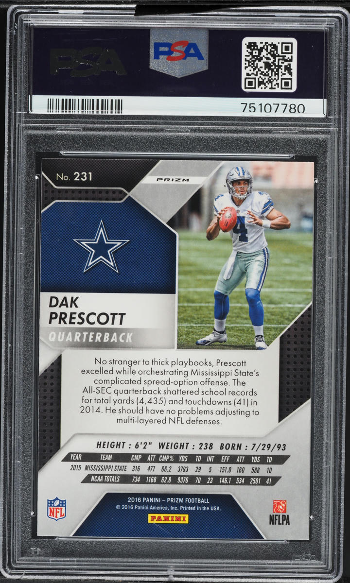 2016 Panini Prizm Silver Dak Prescott ROOKIE #231 PSA 10 GEM MINT