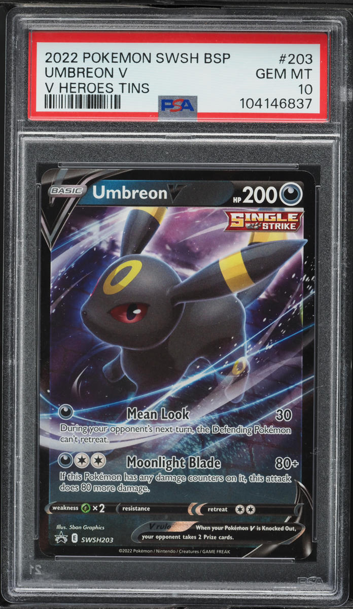 2022 Pokemon Sword & Shield Promo Heroes Tins Umbreon V #203 PSA 10 GEM MINT