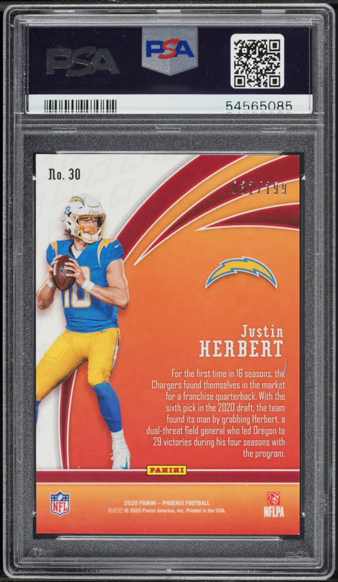 2020 Panini Phoenix Flame Throwers Pink Justin Herbert ROOKIE /199