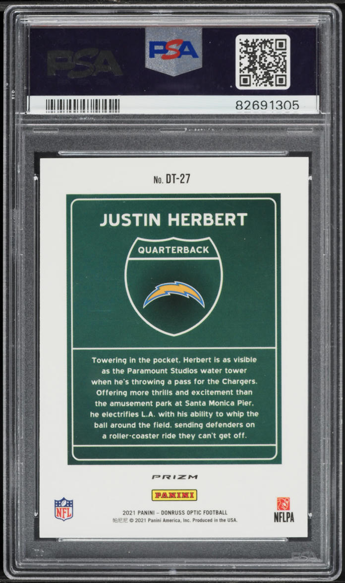 2021 Donruss Optic Downtown Justin Herbert #DT27 PSA 10 GEM MINT