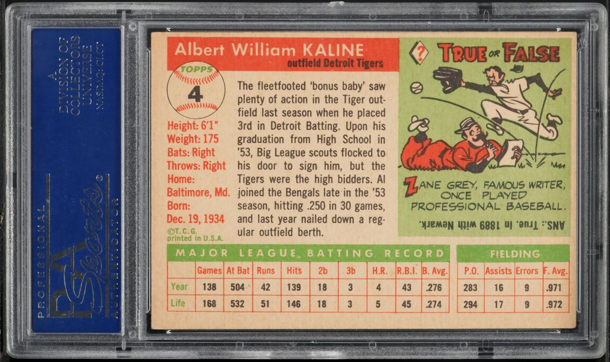 1955 Topps Al Kaline #4 PSA 6 EXMT