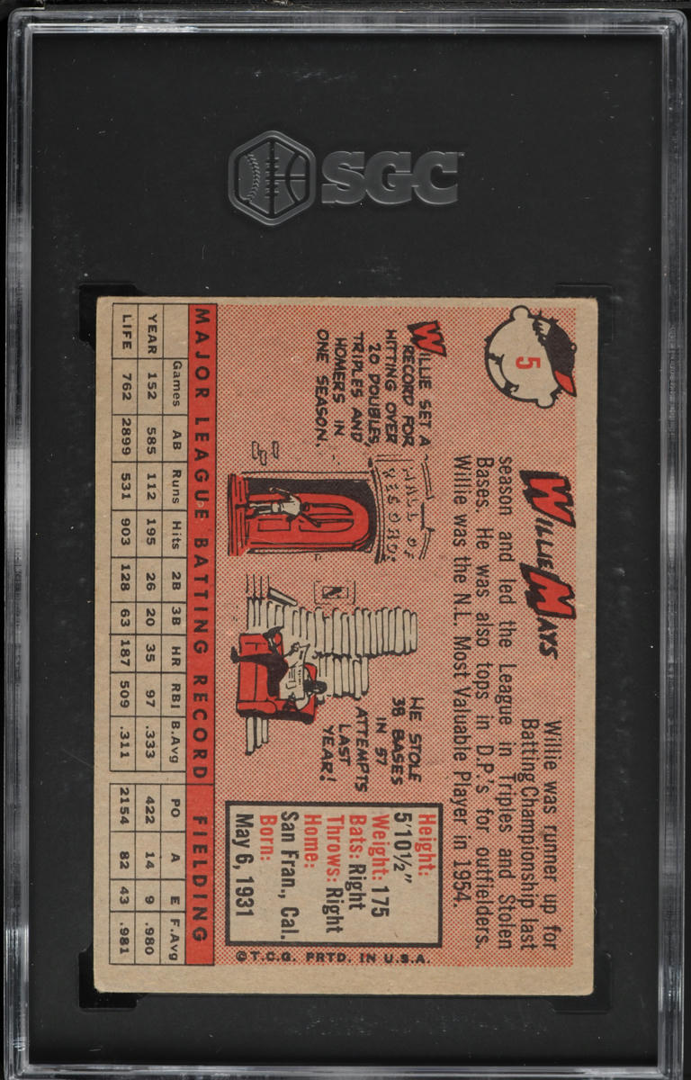 1958 Topps Willie Mays #5 SGC 4 VGEX
