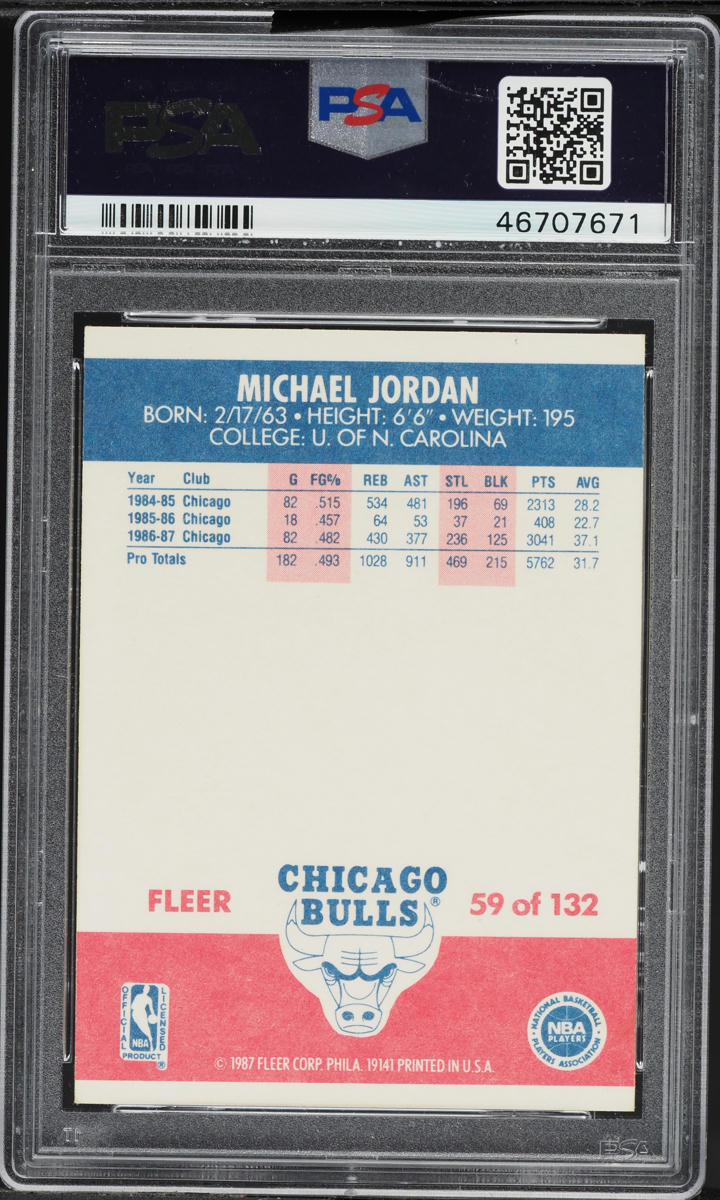 1987 Fleer Basketball Michael Jordan #59 PSA 7 NRMT